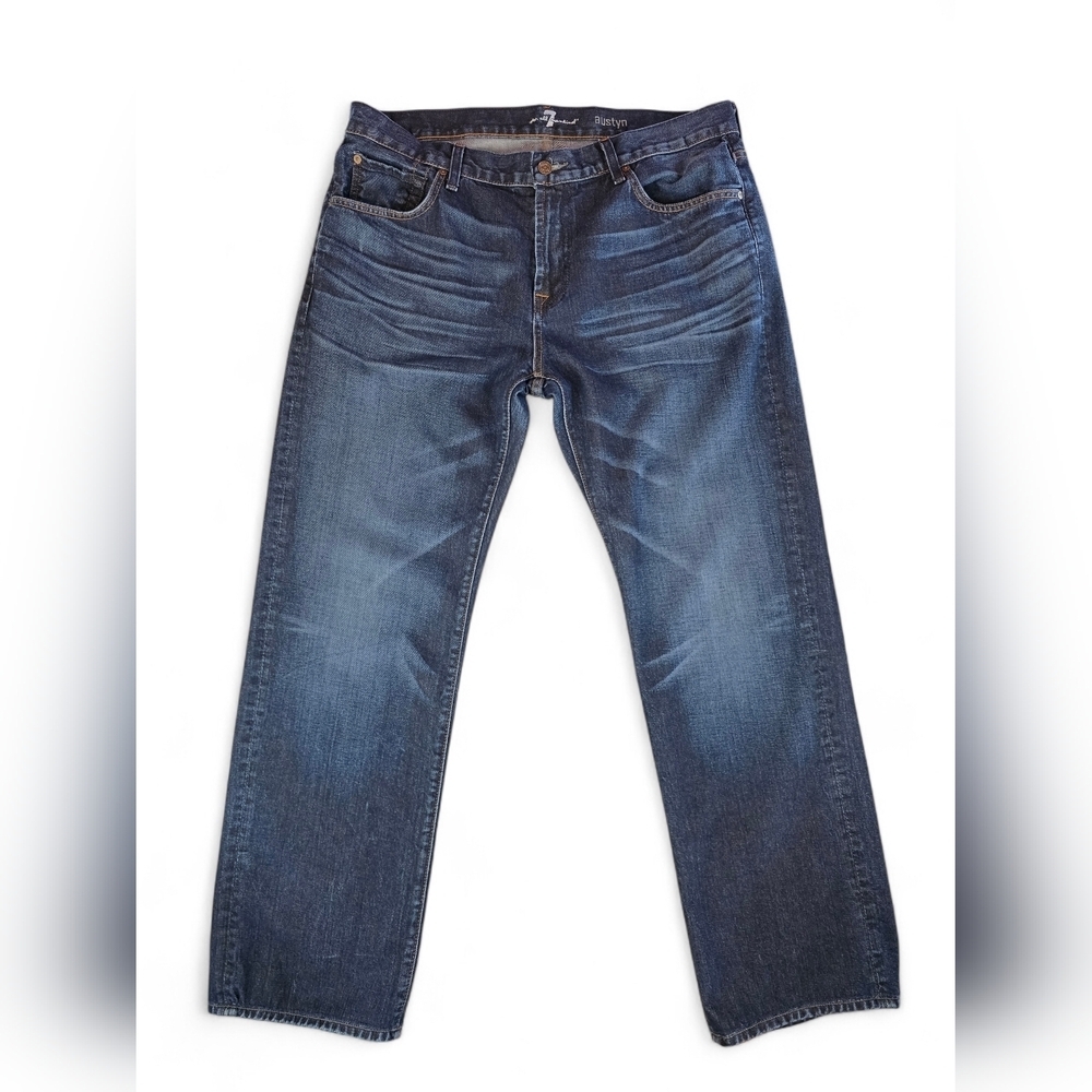 7 For All Mankind Austyn Straight Leg Jeans Men’s 36 X 31 Dark Wash Hemmed